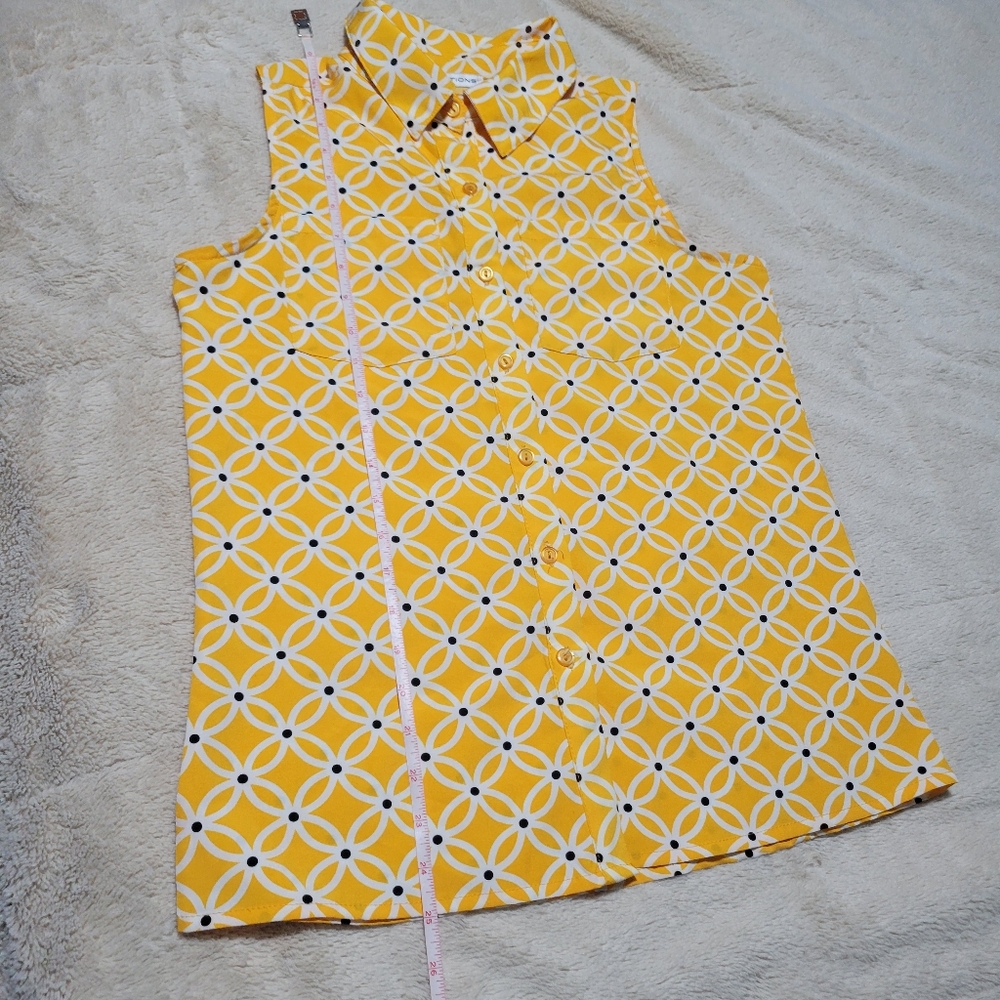 Notations Polka Dot Sleeveless Button Down Blouse… - image 7